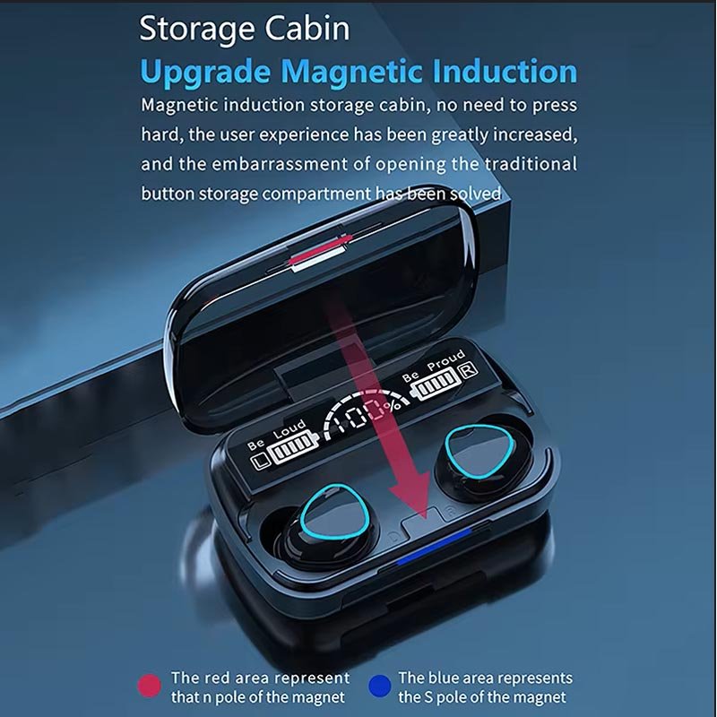 M10 Wireless Bluetooth Headphones Tws Waterproof Earbuds with Mic Earphones Digital Display Headset Large Capacity Charging Case