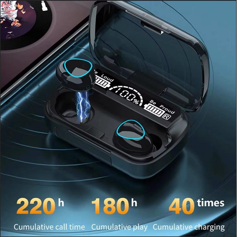 M10 Wireless Bluetooth Headphones Tws Waterproof Earbuds with Mic Earphones Digital Display Headset Large Capacity Charging Case