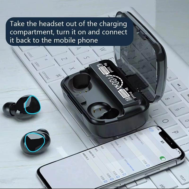 M10 Wireless Bluetooth Headphones Tws Waterproof Earbuds with Mic Earphones Digital Display Headset Large Capacity Charging Case