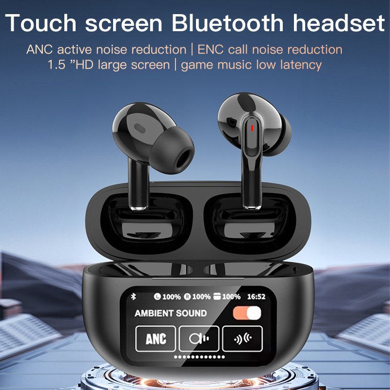 A9 PRO Full color LCD Touch Screen Earphone ANC Wireless Earbuds A9 PLUS Earbuds App control earbuds ENC Screen ANC earphone