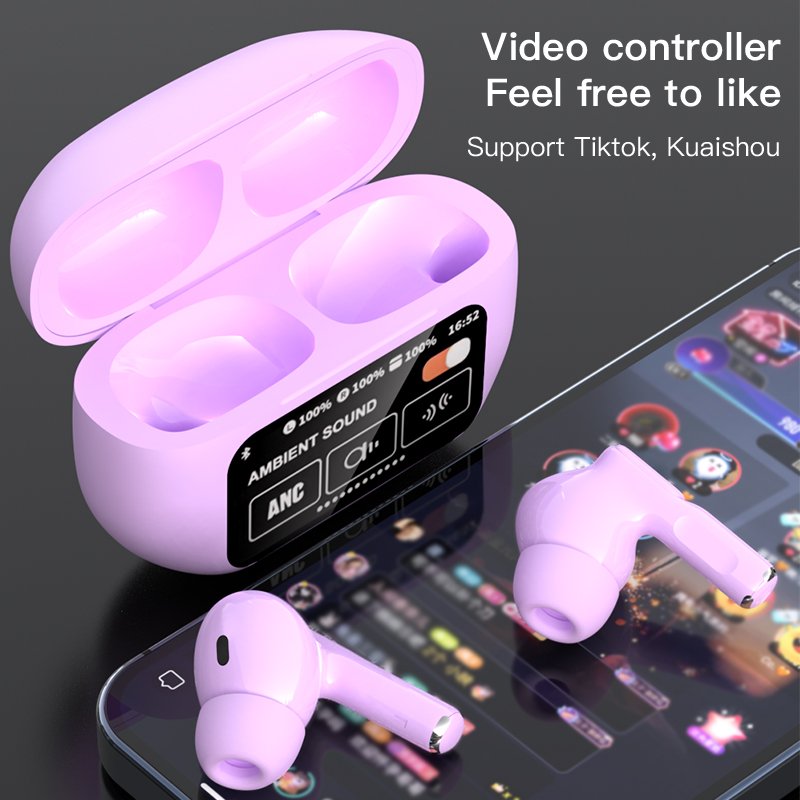 A9 PRO Full color LCD Touch Screen Earphone ANC Wireless Earbuds A9 PLUS Earbuds App control earbuds ENC Screen ANC earphone