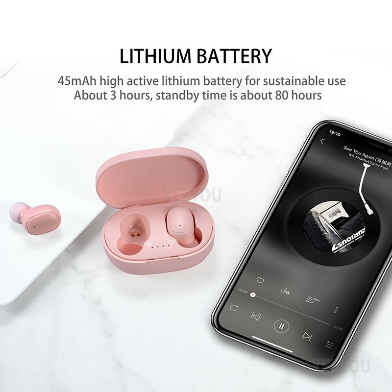 High Quality Wireless BT Earphones A6S TWS Headset Noise Cancelling Earphones With Microphone Headphones For iPhone For Xiaomi