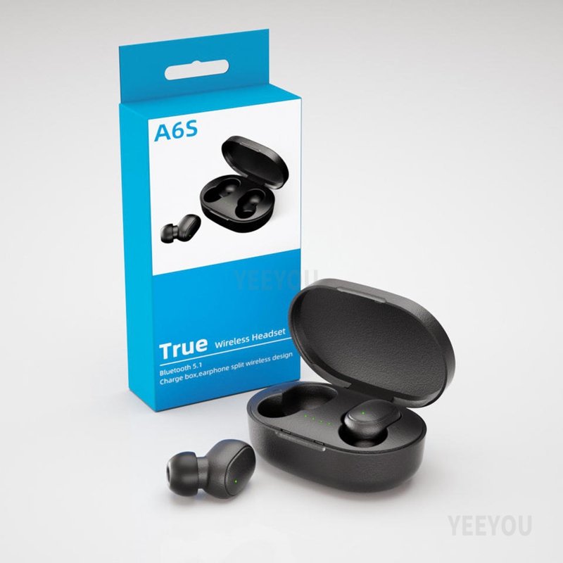 High Quality Wireless BT Earphones A6S TWS Headset Noise Cancelling Earphones With Microphone Headphones For iPhone For Xiaomi