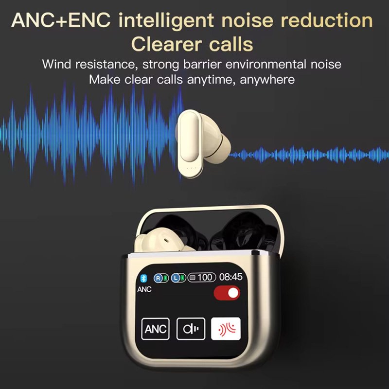 New Design Bluetooth Wireless Headset SE60 Anti-Explosion System ANC Noise Cancellation Touch Control Screen for IOS Android