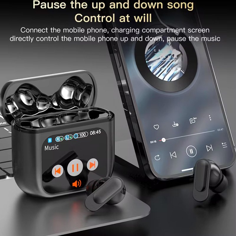New Design Bluetooth Wireless Headset SE60 Anti-Explosion System ANC Noise Cancellation Touch Control Screen for IOS Android