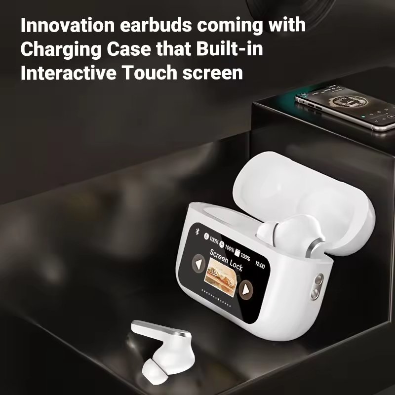 A9 pro anc earbuds with touch screen Wireless Headphones TWS Earbuds BT 5.4 Sport Earphone