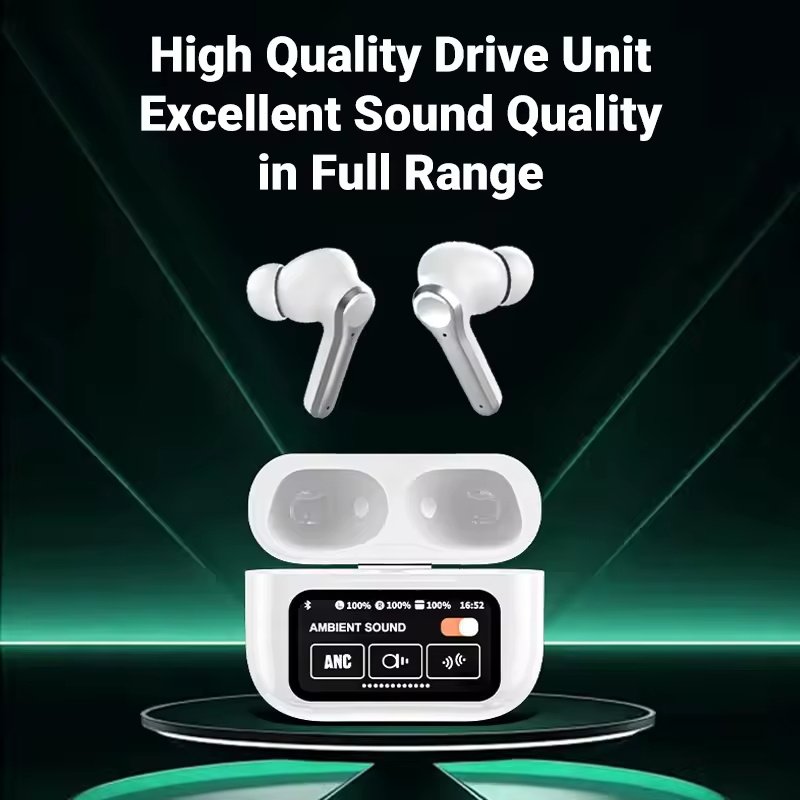 A9 pro anc earbuds with touch screen Wireless Headphones TWS Earbuds BT 5.4 Sport Earphone