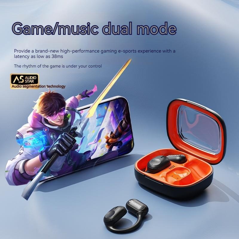 2023 Wireless Ear Clip Bone Conduction Headphones noise cancelling bt5.3 tws sport gaming bone conduction clip on earphone