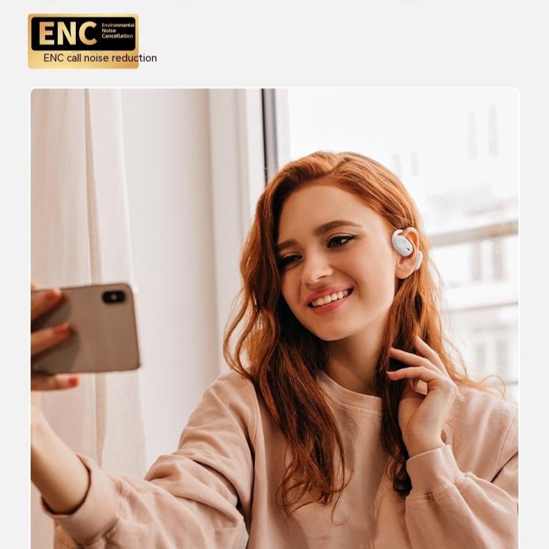 2023 Wireless Ear Clip Bone Conduction Headphones noise cancelling bt5.3 tws sport gaming bone conduction clip on earphone
