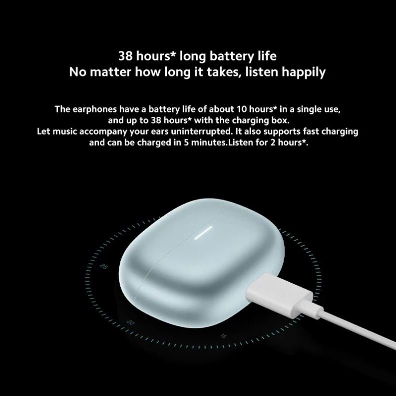 Redmi Buds 5 Pro 52dB Noise Cancelling TWS Earphone 38H Battery Life IP54 Dust Water Resistant Earbuds