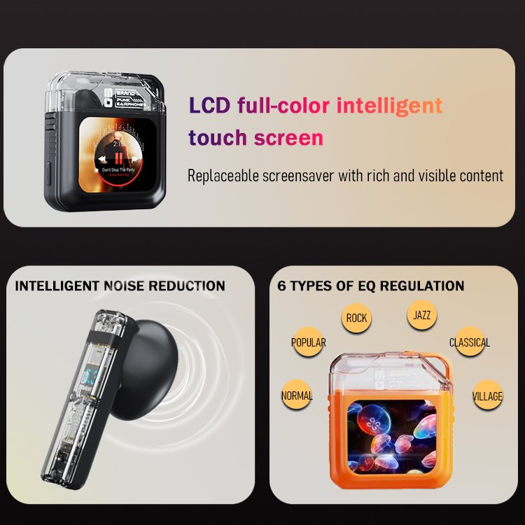 Nimigo F9 ANC noise-cancelling wireless headset touch color screen APP control LED digital display in-ear headphone