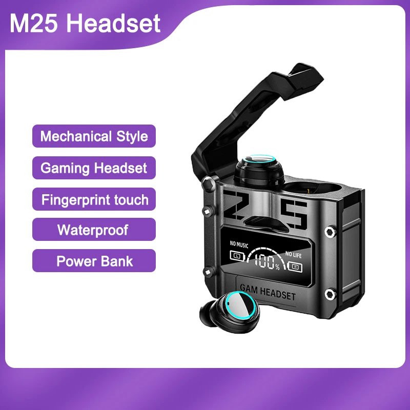 True tws wireless handsfree audifonos auriculares m25 noise cancelling studio in ear gaming earphones earbuds headphones