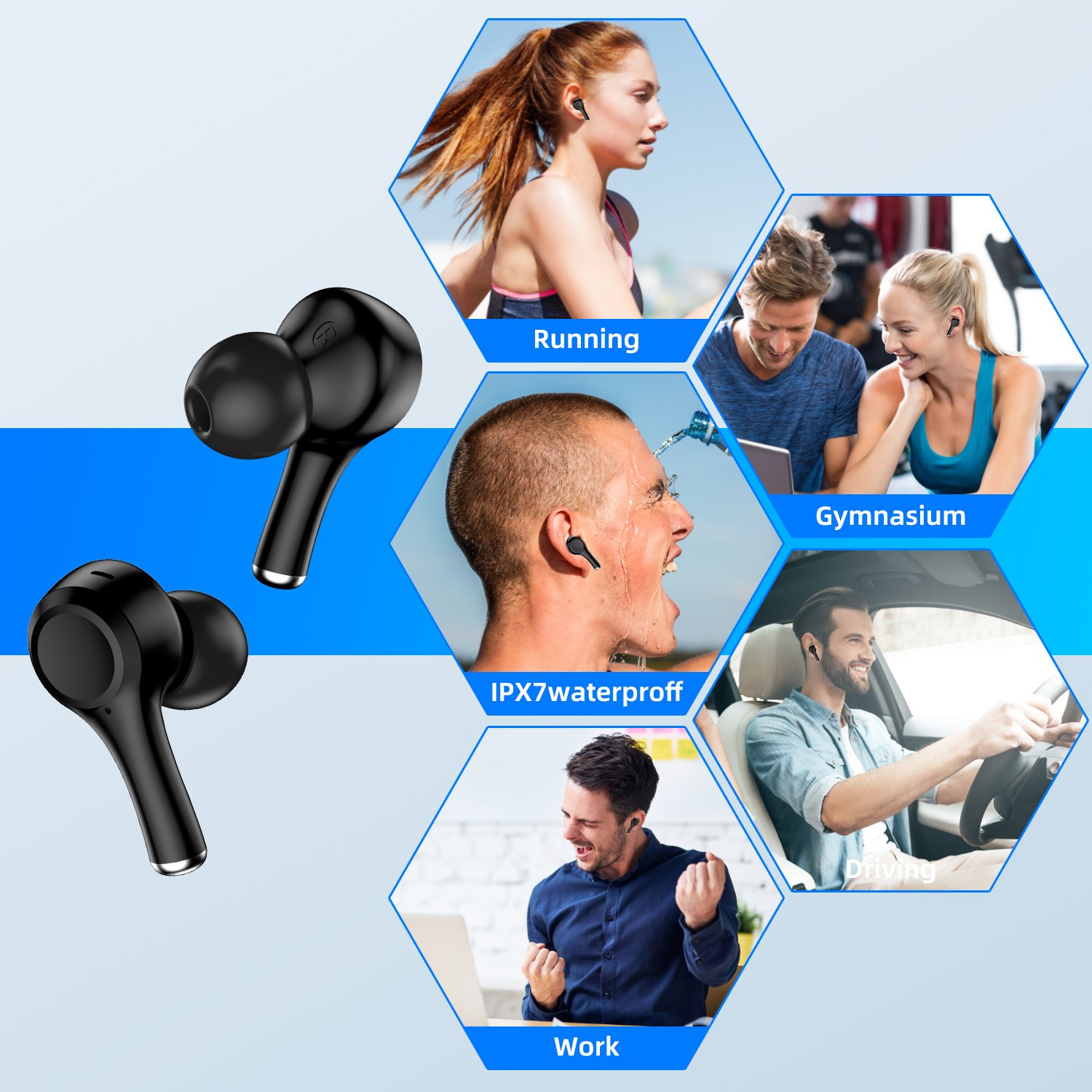 J7 Tws Anc earbuds True Wireless Bluetooth Earphones Active noise cancelling tws earphones With Type-c Charging sport earphone