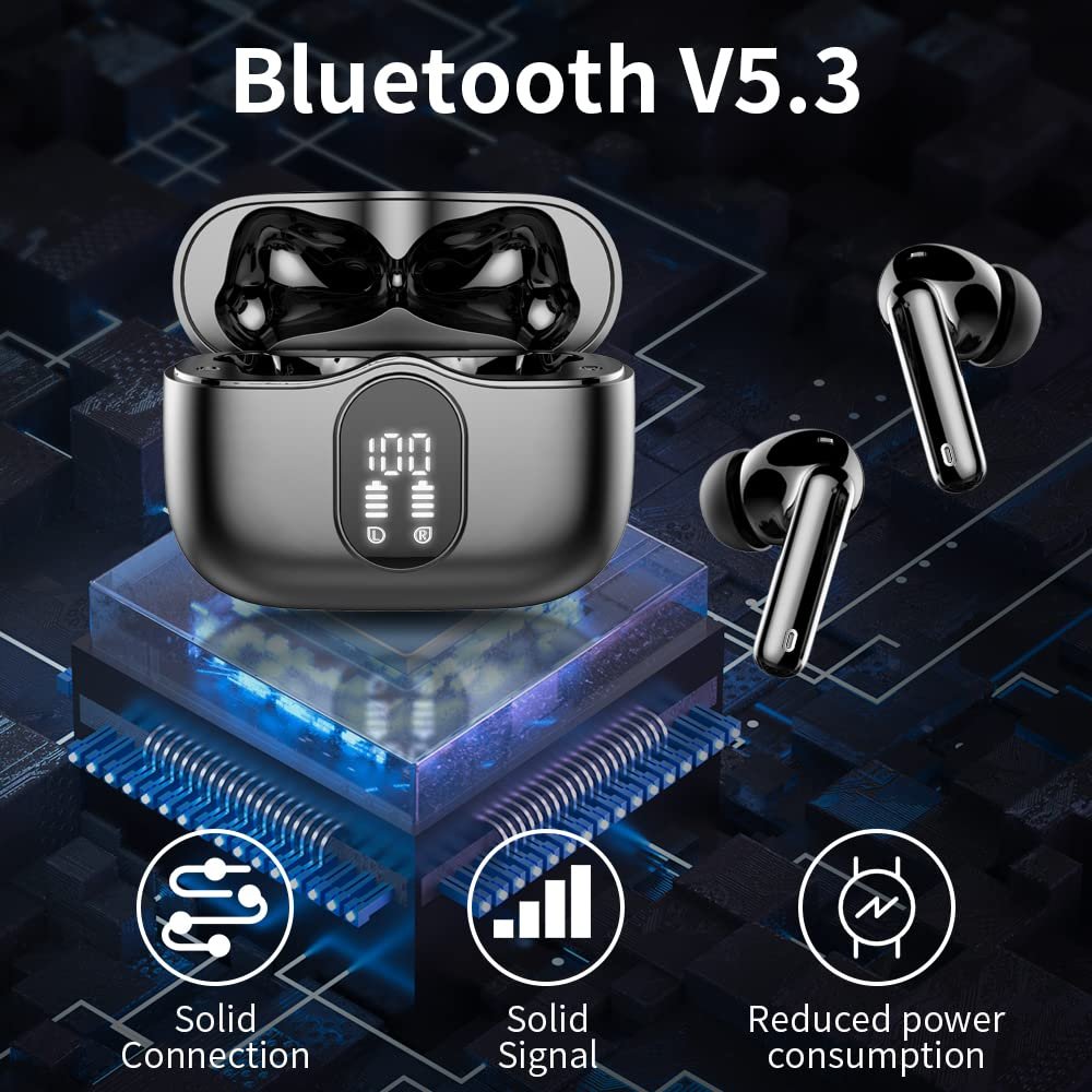 Noise Cancelling Mic Led Display Waterproof In Ear Wireless Earbuds Headphones Earphones For Laptop Pad Phones Sports Workout