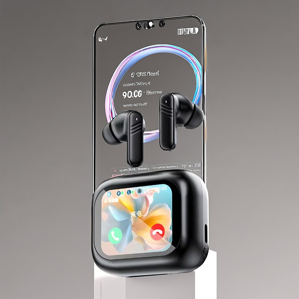 Smart LCD Touch Screen Wireless Earphones Noise Cancelling Sport HiFi Earbuds Headset Fast Charging ANC Earphones