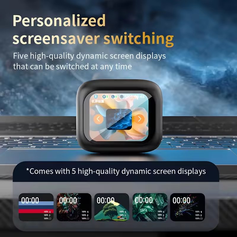 Smart LCD Touch Screen Wireless Earphones Noise Cancelling Sport HiFi Earbuds Headset Fast Charging ANC Earphones