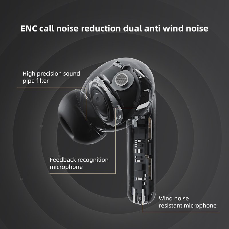 DE818 4-Mics ANC+ENC Noise Cancelling In-Ear Wireless Earbuds TWS HIFI Sound Quality True Wireless Earphones with 30H Endurance