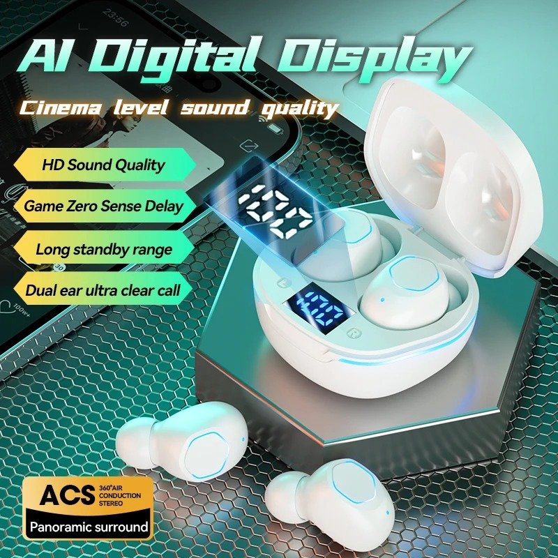 2024 TWS M42 Noise Cancelling Digital Display Wireless Earbuds Ultra-long Battery Earphones Over-ear Headphones