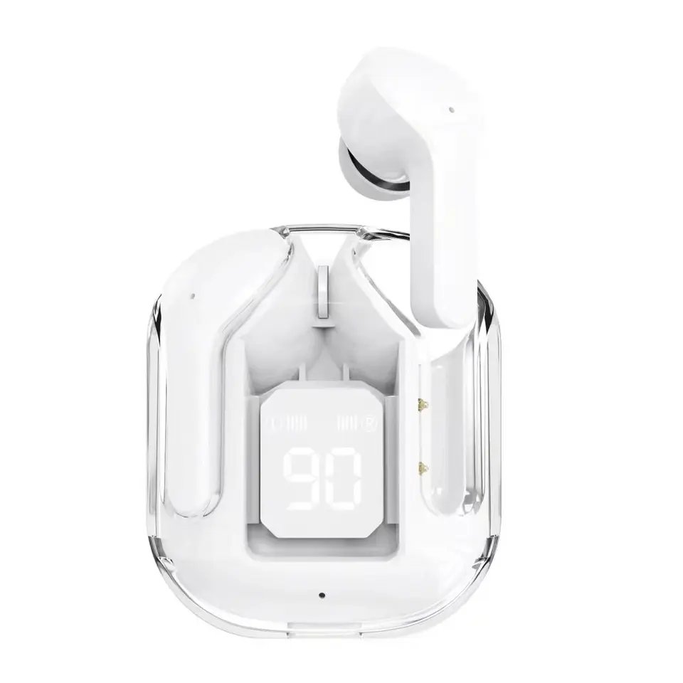 M98 hot selling transparent shell wireless headset in-ear digital display earbuds noise Cancelling TWS Earphones