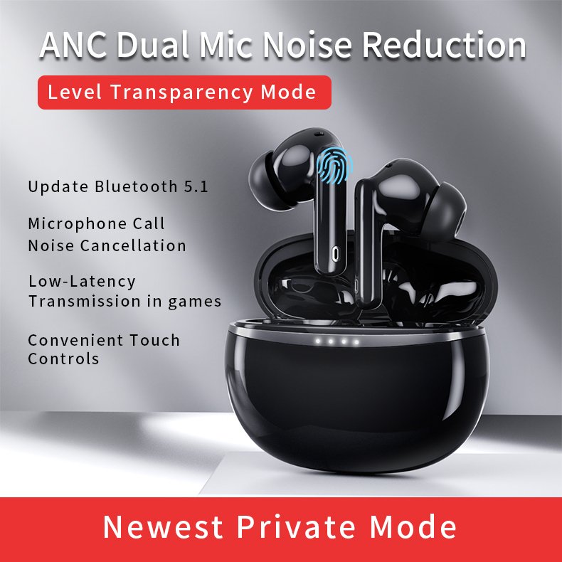 Newest A50 Pro Real ANC + ENC Dual Noise Canceling HD Call Low Latency Wireless Tws Earphone Earbuds