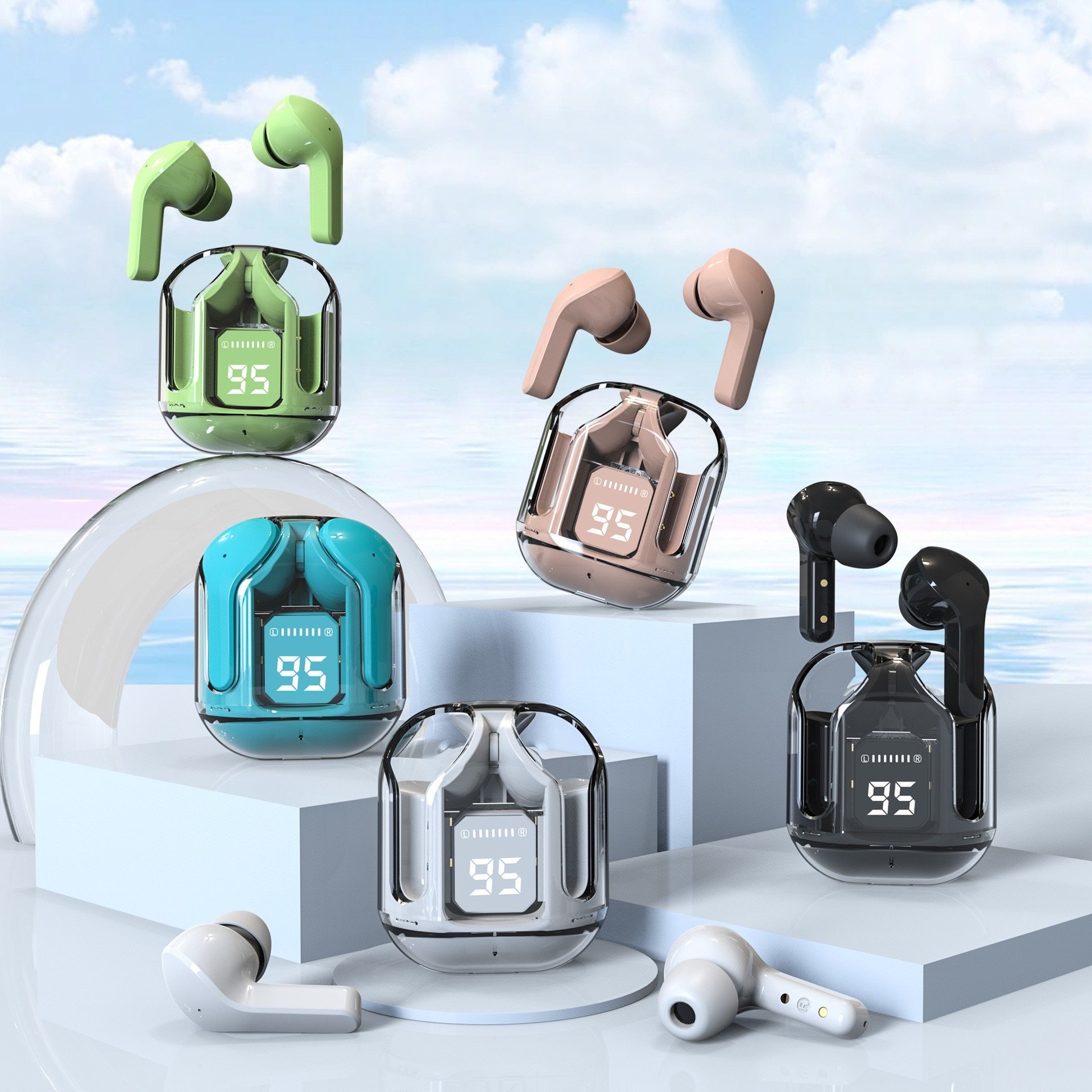 Air 31 TWS Earphones Earbuds Transparent Clear Crystal True Stereo Wireless Headphones Air31 In-ear TWS Headset