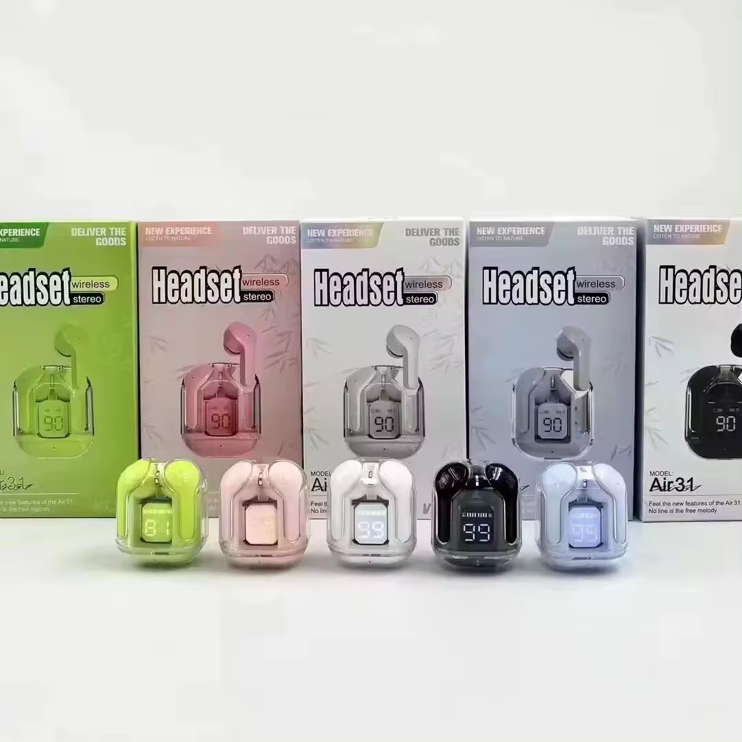 Air 31 TWS Earphones Earbuds Transparent Clear Crystal True Stereo Wireless Headphones Air31 In-ear TWS Headset
