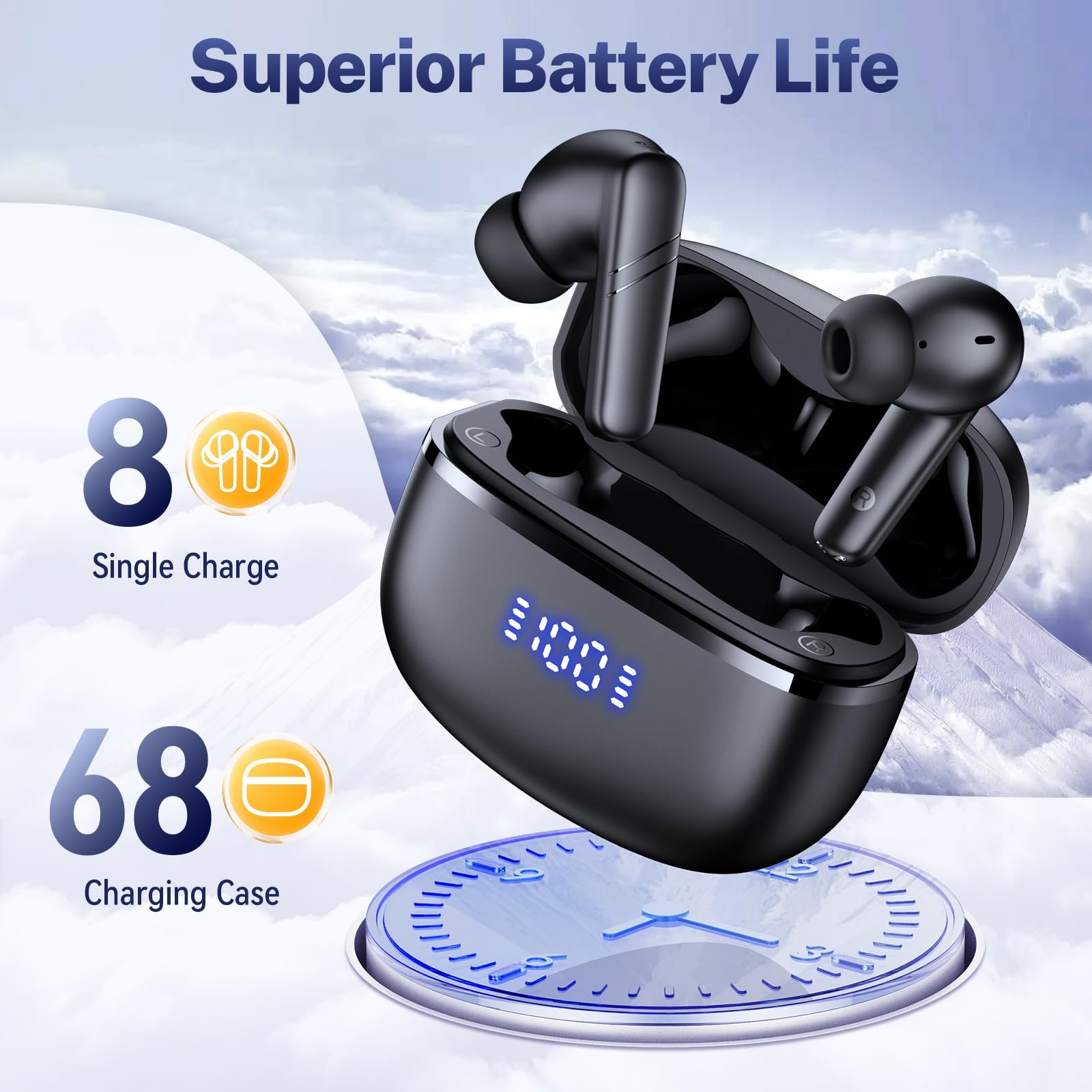 Deep Bass Stereo Sound Ear Buds Waterproof Earphones Wireless Earbuds Headphones For Iphone Android Tv Laptop Sports