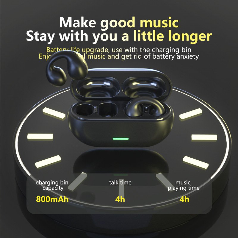 Latest Tws BT12 Ear Clip Noise Cancelling TGL Headphone Wireless Waterproof Touch Earbuds Clip-on Earphone