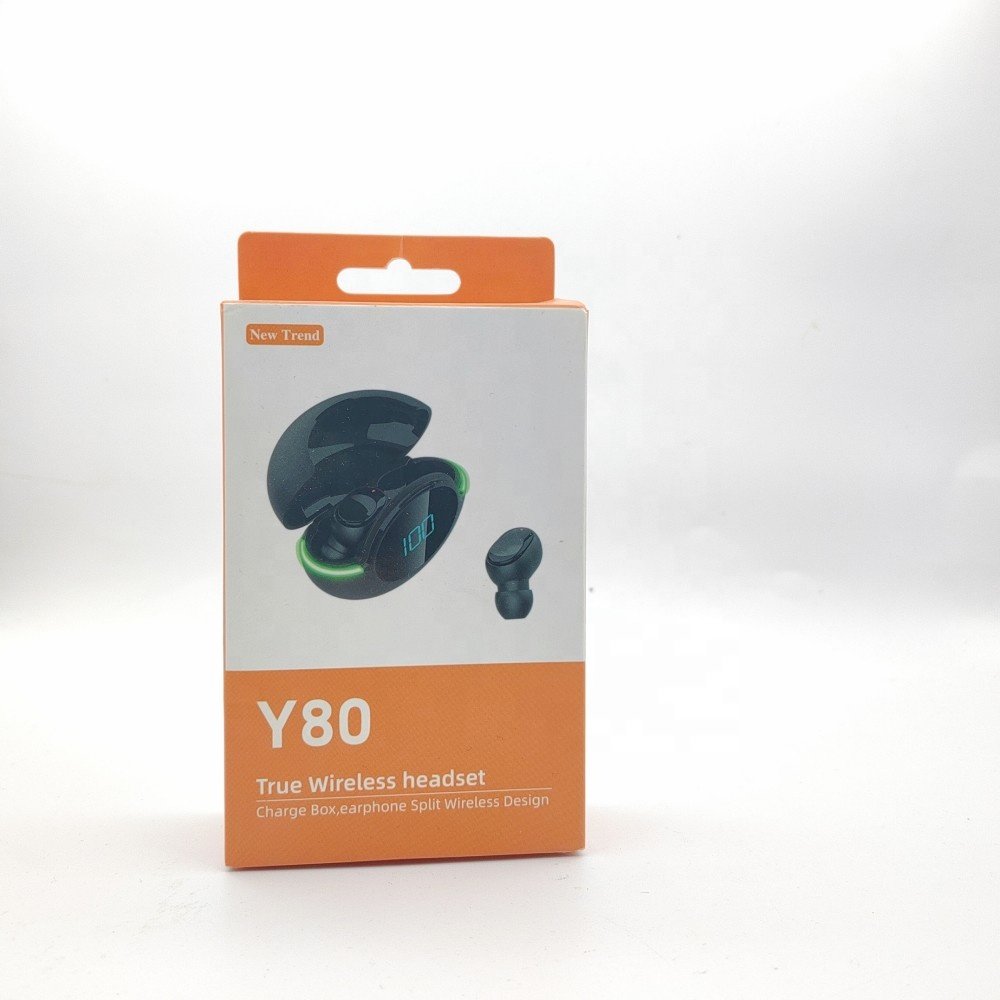 Y80 Gaming In-Ear Earbuds New Waterproof Wireless Headsets with LED Sports Noise Cancelling Touch Earphones