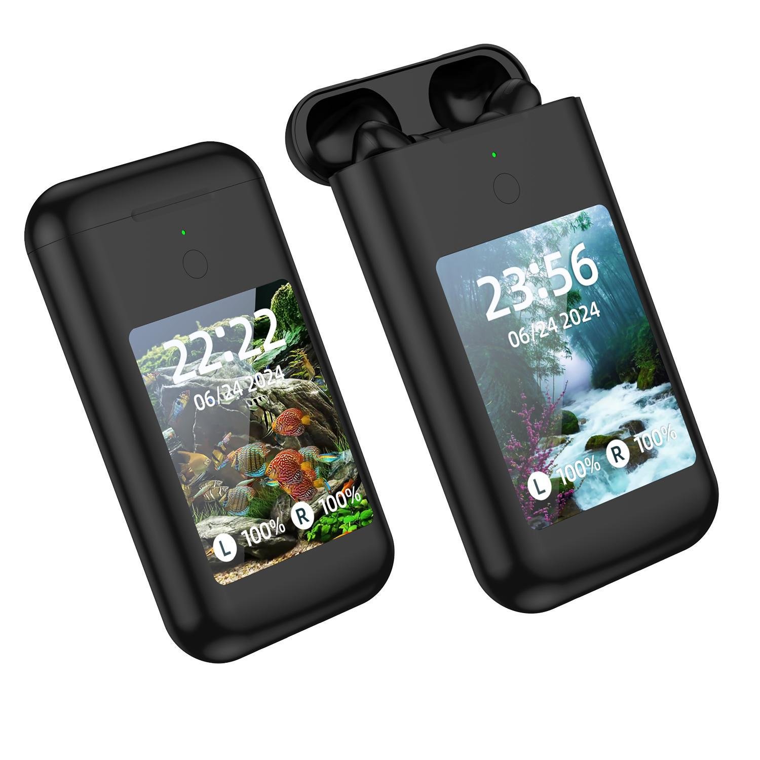 TF20 BOX Wireless Earbuds Power Bank 2.8-Inch Screen Three-In-One Touch Screen Earbuds with Emergency Flashlight Function