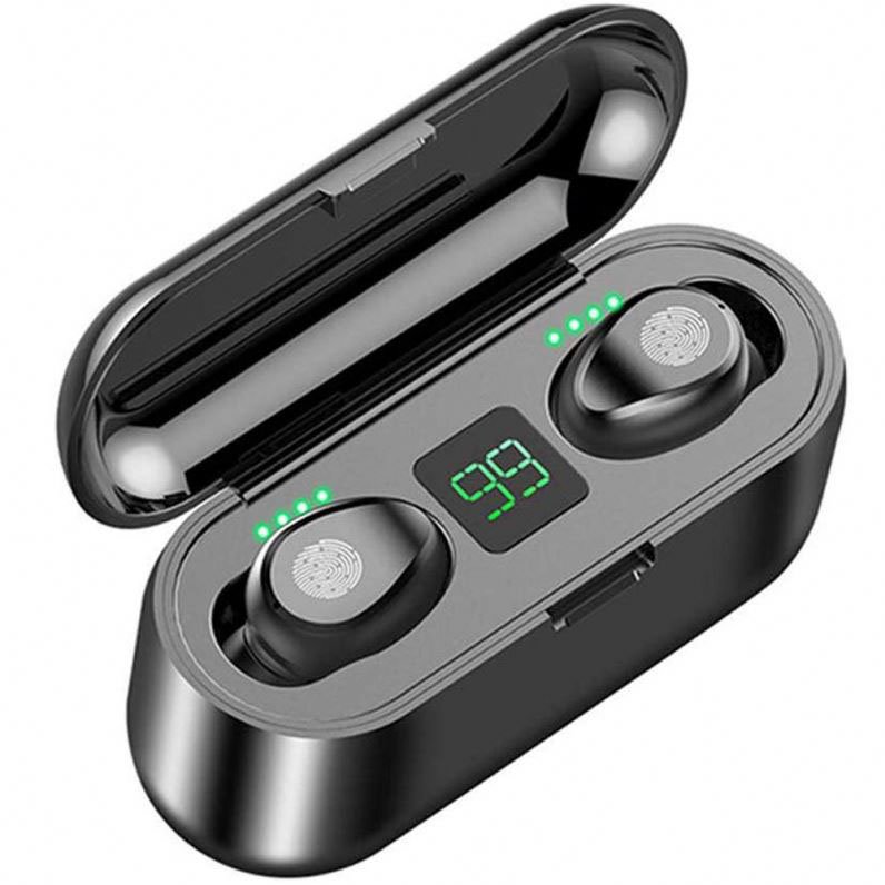 High quality tws wireless BT5.0 invisible earbuds F9 with 2000mah power bank headset F9 earbuds F9-5 earphone