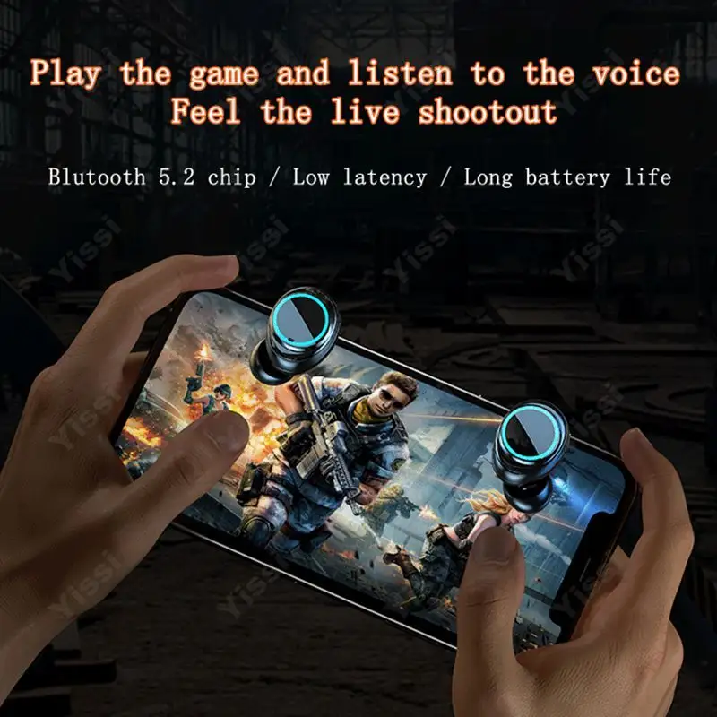 TWS M25 Gaming Headset Low Latency In-ear Earbuds Power Bank Game Headphones TWS Fingerprint touch earphone M25