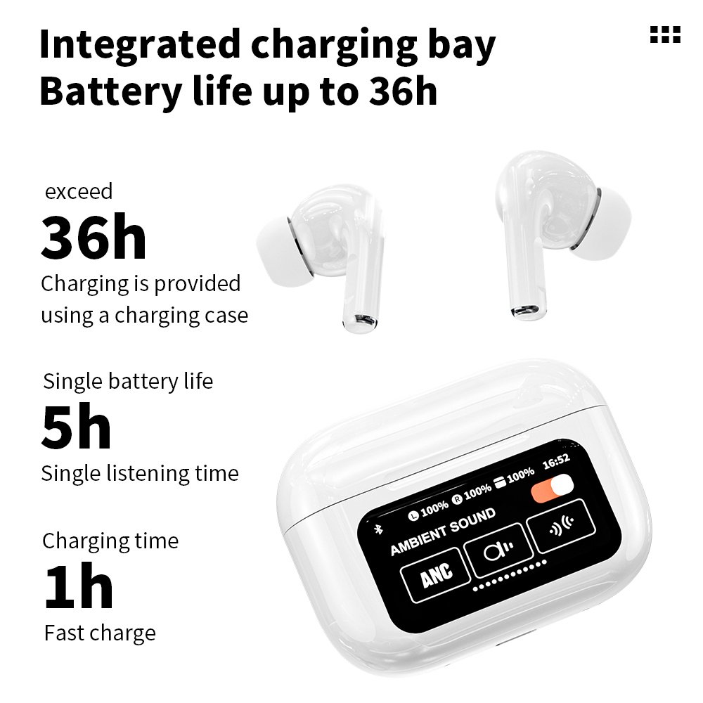 A9 Pro A10 A12 LCD Touch Screen Display Headset Audifonos ANC+ENC Tws Earbuds Earphone Wireless Headphones