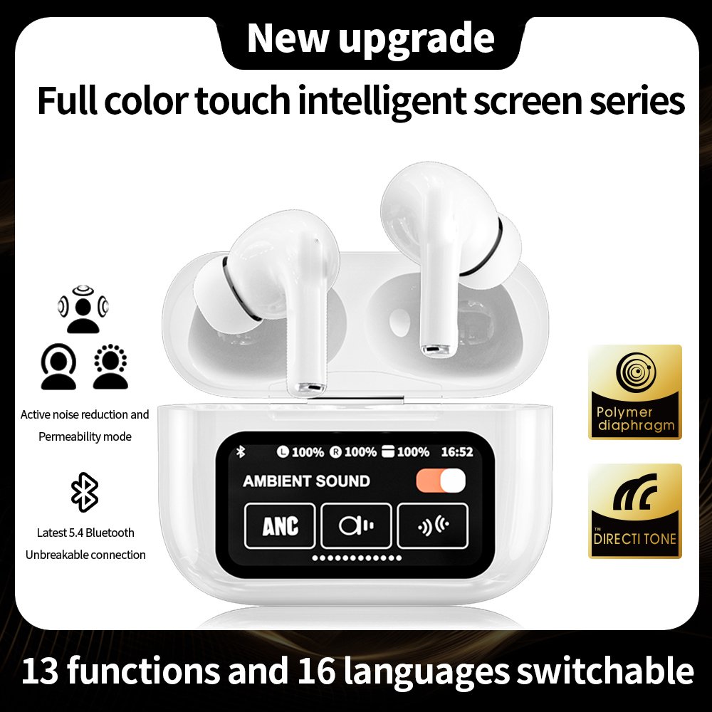 A9 Pro A10 A12 LCD Touch Screen Display Headset Audifonos ANC+ENC Tws Earbuds Earphone Wireless Headphones