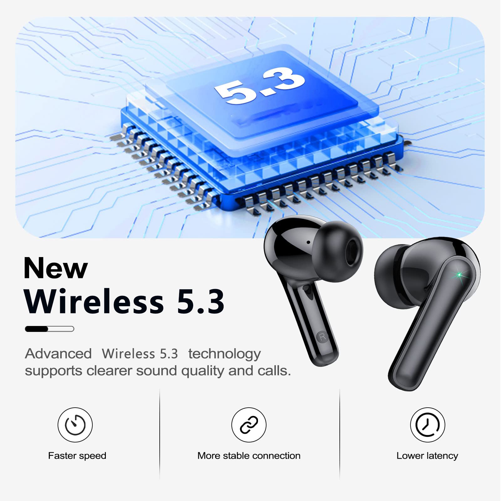 Wireless Charging Case Led Power Display Waterproof Earphones Stereo Headset Headphones Earbuds For Android Ios Phone
