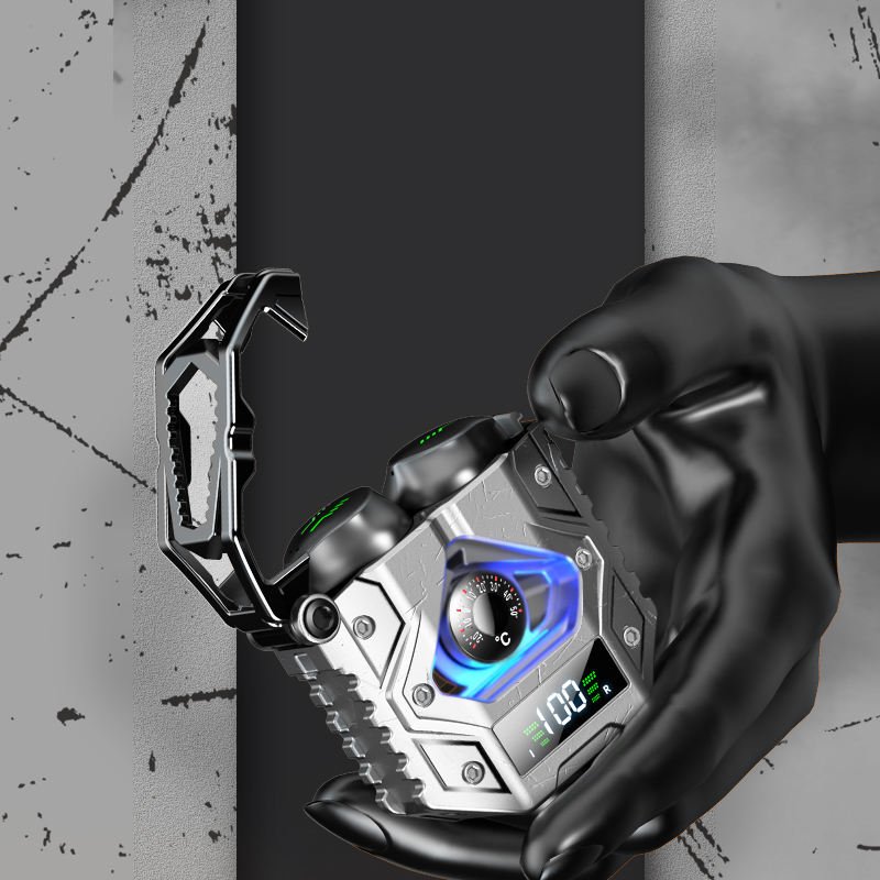 Tooth Wireless Headset All-metal Body Display Technology Mecha-wind Binaural Game Headset H9 5.3 Blue Digital Display Wu 30 Ms