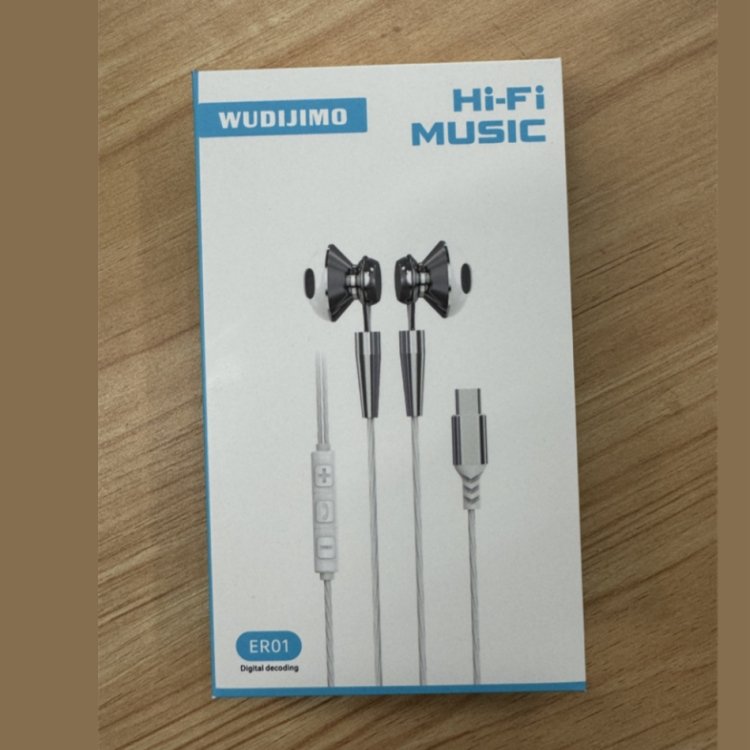 WUDIJIMO USB C Digital decoded metalmusic Headphones with Mic Wired in-Ear USB Type C Earbud Earphones