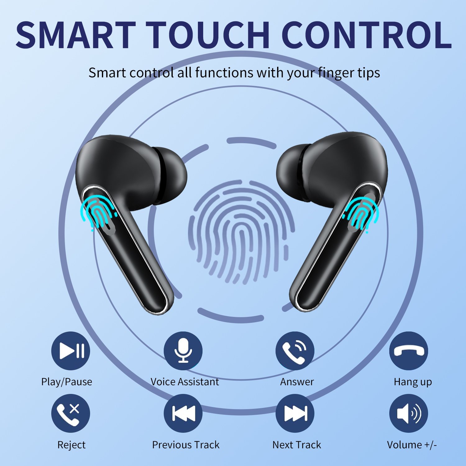 New transparent chassis wireless BT earphones TWS with high sound quality, long battery life and LED display in ear