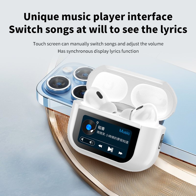 Hot selling noise cancelling tws earphones headphones ANC ENC wireless earbuds earphone with touch screen for iphone