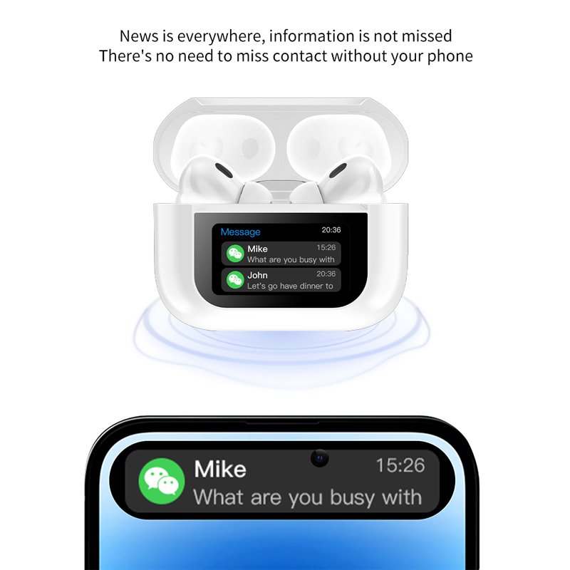 Hot selling noise cancelling tws earphones headphones ANC ENC wireless earbuds earphone with touch screen for iphone