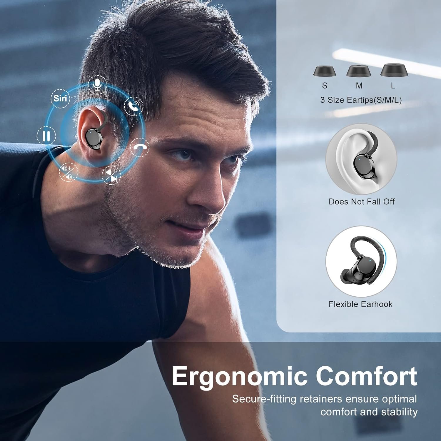 Q61 Hanging Ear With Charging Bin Digital Display Stereo Wireless Earphone noise cancelling tws earphones