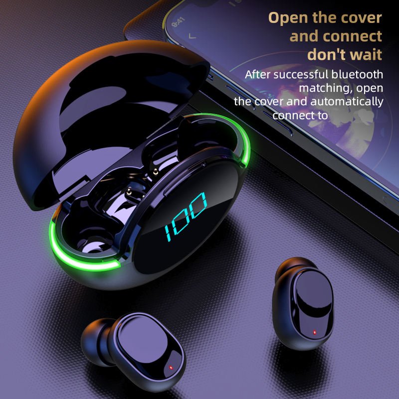 Y80 Digital display true wireless headset with mobile phone stand in-ear binaural stereo ultra long life private model wholesale