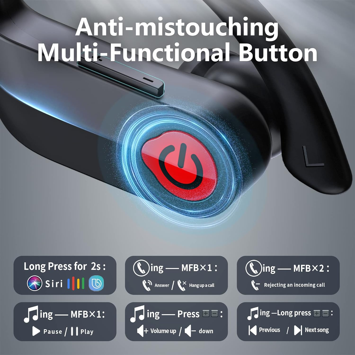 YYK-Q63-5 Wireless Earbuds V5.3 18H Playtime Earphones Built-in Microphone Headphones Stereo Sound with Ear hooks for Sport