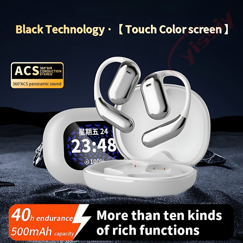 Hot Q16 Pro OWS ANC Touch Screen Earbuds Ear Hook Sports Headsets with Charging Case Open Ear Air Conduction Wireless Headphones