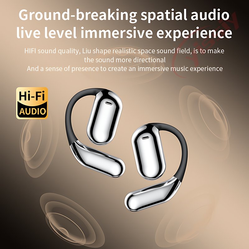 Hot Q16 Pro OWS ANC Touch Screen Earbuds Ear Hook Sports Headsets with Charging Case Open Ear Air Conduction Wireless Headphones