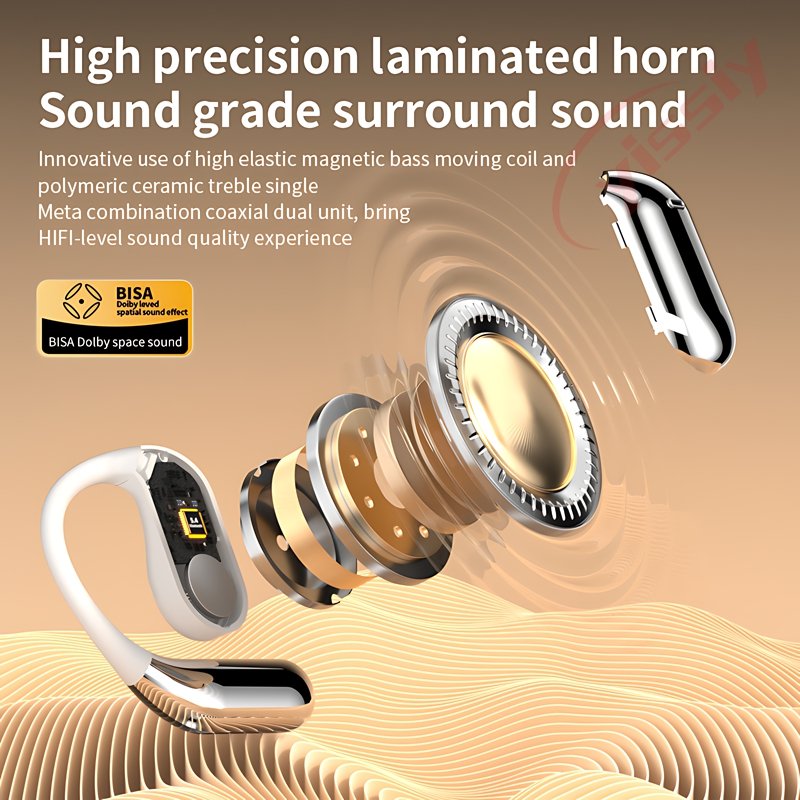 Hot Q16 Pro OWS ANC Touch Screen Earbuds Ear Hook Sports Headsets with Charging Case Open Ear Air Conduction Wireless Headphones