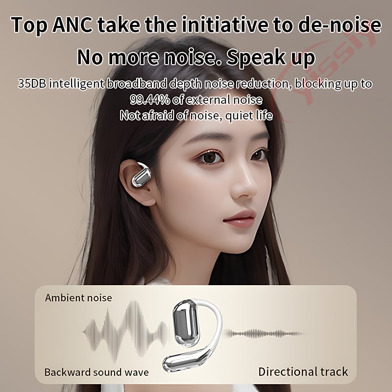Hot Q16 Pro OWS ANC Touch Screen Earbuds Ear Hook Sports Headsets with Charging Case Open Ear Air Conduction Wireless Headphones