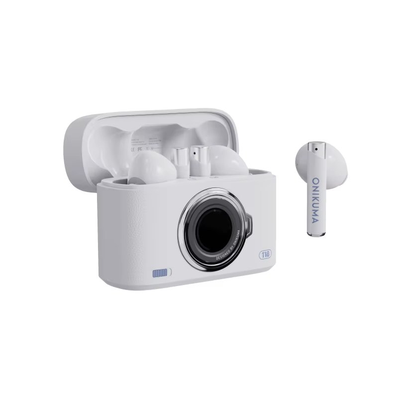 ONIKUMA T18 Retro Camera Design Ultra Long Endurance Noise Canceling Mini Wireless Earphone Headphone TWS Earbuds