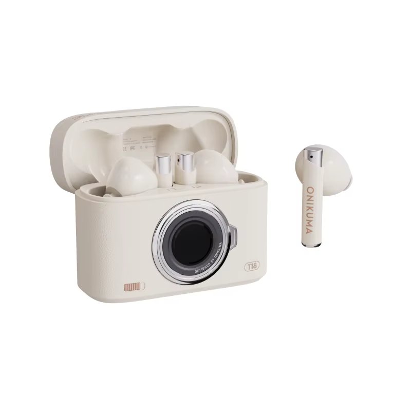 ONIKUMA T18 Retro Camera Design Ultra Long Endurance Noise Canceling Mini Wireless Earphone Headphone TWS Earbuds