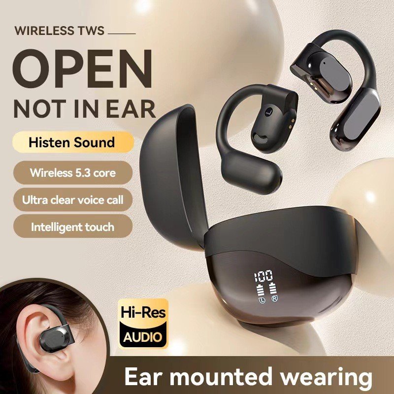 2024 New Arrival M62 Ows Bt5.3 Wireless Waterproof Earphone Bone Conduction Noise Reduction With Power Display Earhook Earbuds